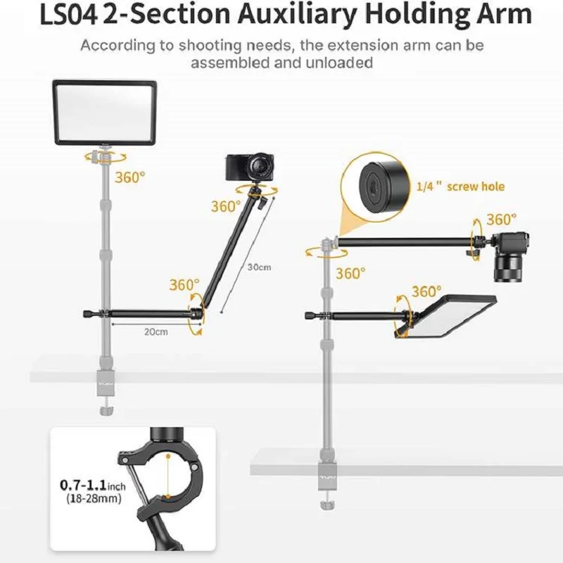 VIJIM LS02 LS08 Extend C Tripod Clamp 90cm Desk Stand Live - Imagem 3