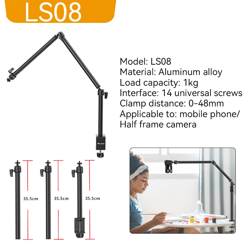 VIJIM LS02 LS08 Extend C Tripod Clamp 90cm Desk Stand Live - Imagem 8